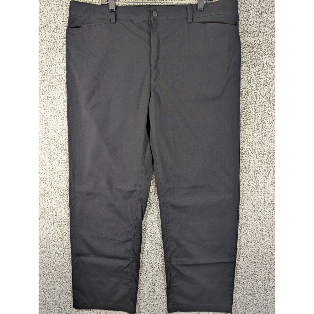 DKNY Mens 42x32 Black Straight Leg Performance Stretch Chino Pants Zip Pockets